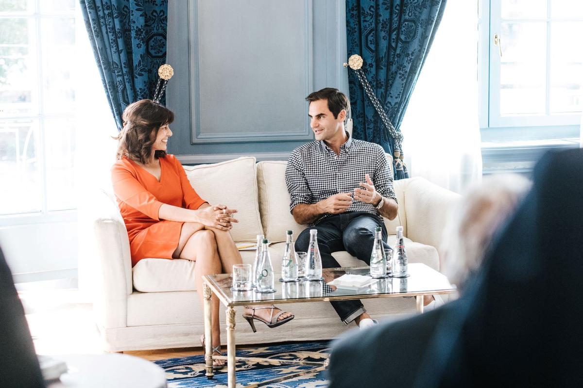 Janine Geigele mit Roger Federer